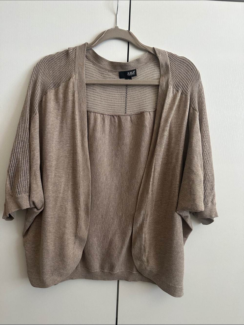 a.n.a Taupe Open-Front Short Sleeve Cardigan